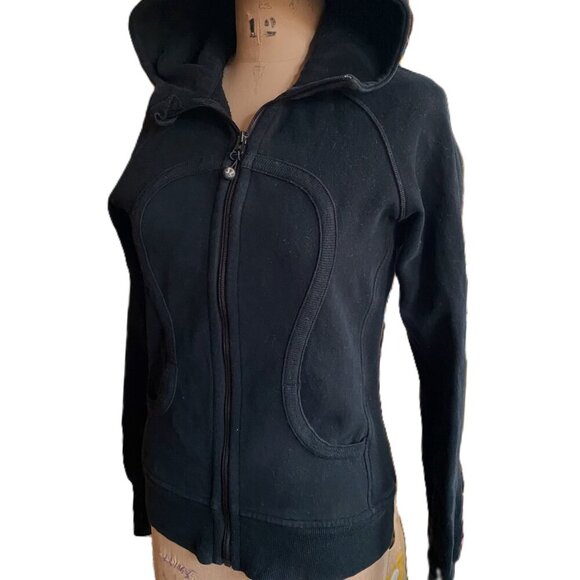 Lululemon cotton blend black and white Scuba jacket with hood, 8, Y2K - Picture 7 of 16